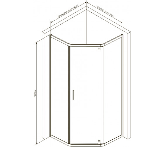 Душеве огородження 5-corner Pivot 90x90 см, без піддону AM.PM W90UG-405-090MT Gem