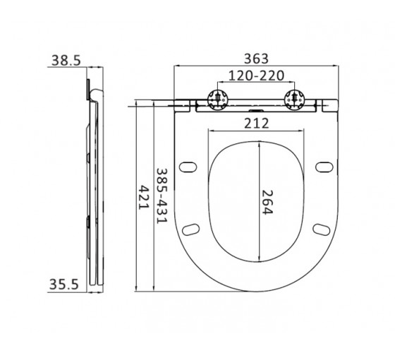 Сиденье для унитаза с микролифтом, быстросъемное slim AM.PM C707857WH Spirit 2.0