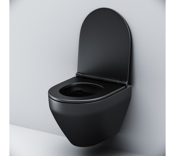 Подвесной унитаз FlashClean с сиденьем микролифт, черн мат AM.PM C701700MBSC Spirit V2.0