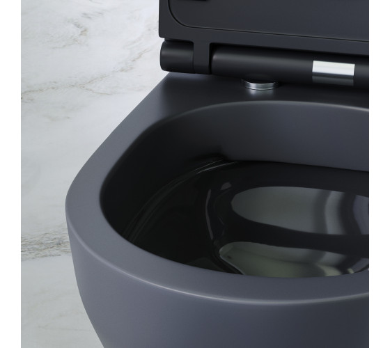 Подвесной унитаз FlashClean с сиденьем микролифт, черн мат AM.PM C701700MBSC Spirit V2.0
