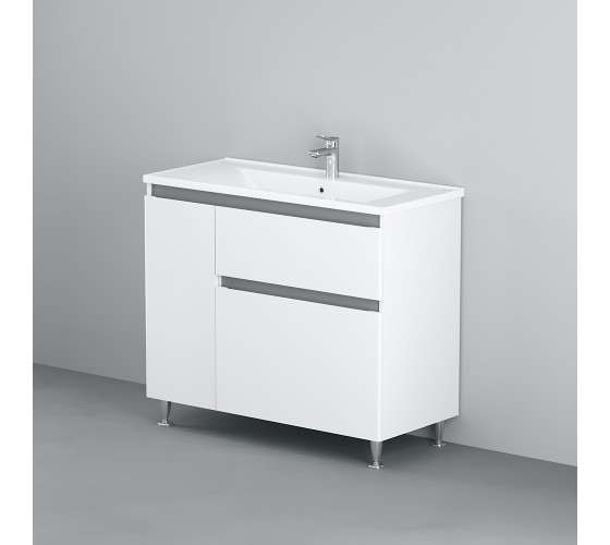 Тумба с раковиной, напольная, 100 см, левая, 2 ящика AM.PM M85-FSL10026-WC10026WG38 X-Joy