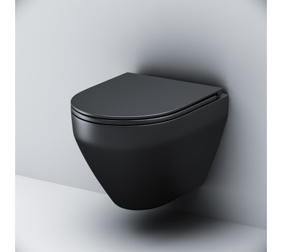 Подвесной унитаз FlashClean с сиденьем микролифт, черн мат AM.PM C701700MBSC Spirit V2.0