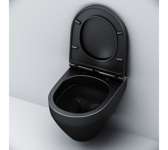 Подвесной унитаз FlashClean с сиденьем микролифт, черн мат AM.PM C701700MBSC Spirit V2.0
