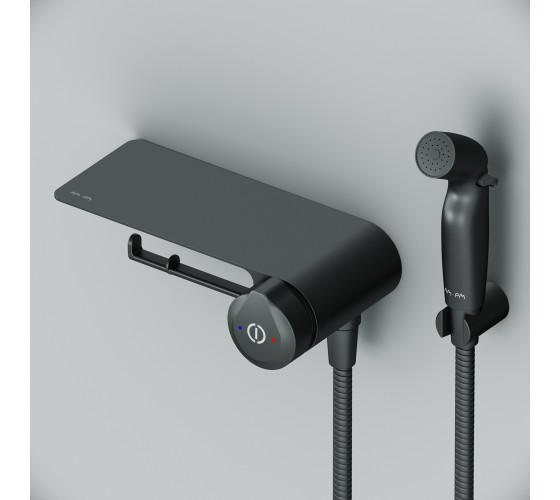 Смеситель TouchReel, монтируемый в стену с гигиеническим душем и полкой AM.PM F0H85A822  X-Joy