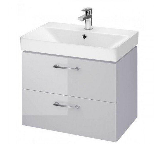 Тумба подвесная CERSANIT B386 Lara серая с умывальником Mille Slim 60 (S801-358)
