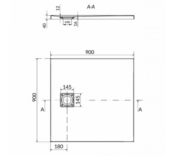 Душевой поддон B187 акриловый квадратный Cersanit Tako Slim 90x4 с сифоном (S601-122)