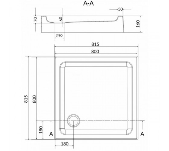 Душевой поддон акриловый квадратный Cersanit Tako 80x16  (S204-011)