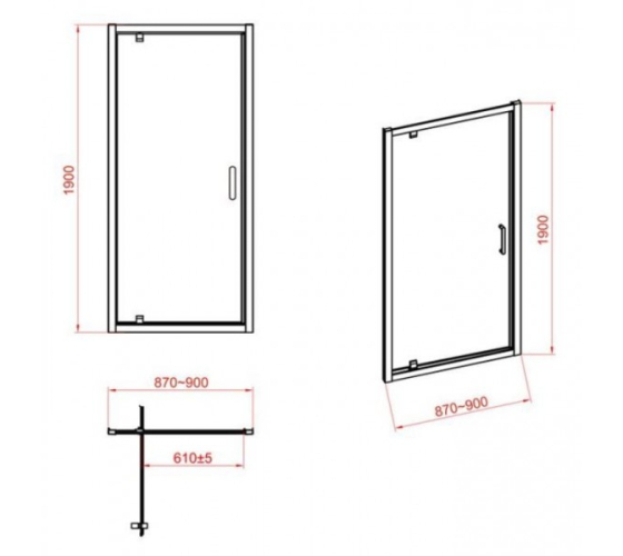 Душевые двери поворотная Cersanit ZIP Pivot 90х190 (S154-006)