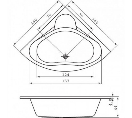 Ванна акриловая Cersanit Venus 140х140 с ножками, (S301-038)