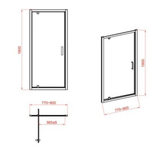 Душевые двери поворотные Cersanit ZIP Pivot 80х190 (S154-005)