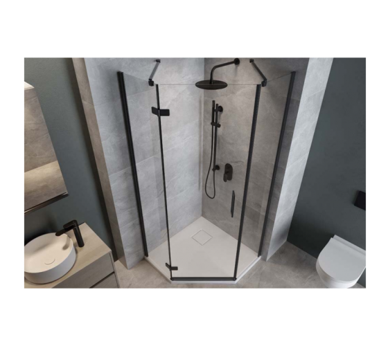 Душевая кабина пятиугольная Cersanit Jota 90x90х195 L черная, левая(S160-016)