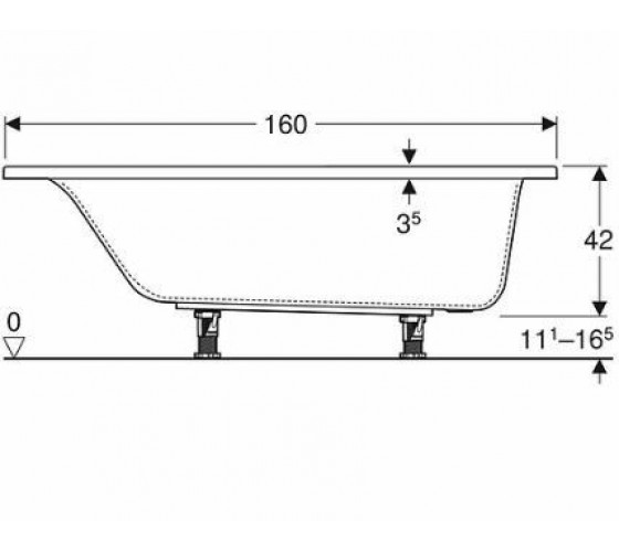 Ванна акрилова Kolo SUPERO 160x70, прямокутна, з ніжками (5342000)