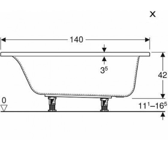 Ванна акрилова Kolo SUPERO 140x70, прямокутна, з ніжками (5340000)