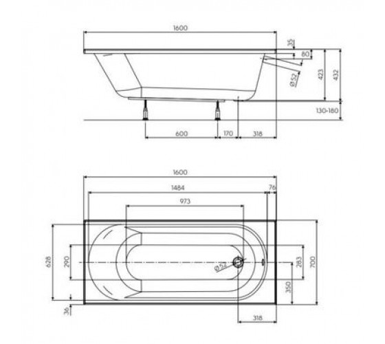 Ванна акрилова Kolo Opal Plus 160x70 XWP136000N