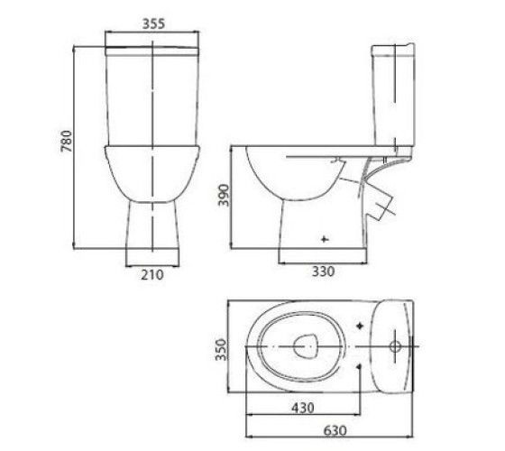 Унітаз-компакт Kolo Freja Premium сидіння Duroplast Soft-Close, косий випуск (L79046000)