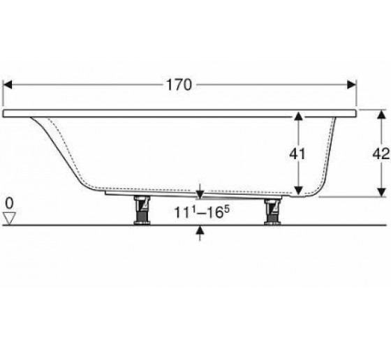 Ванна акрилова Kolo SUPERO 170x75, прямокутна, з ніжками (5361000)