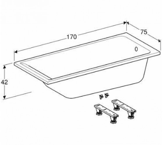 Ванна акрилова Kolo SUPERO 170x75, прямокутна, з ніжками (5361000)