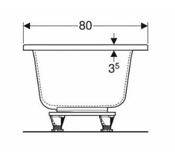 Ванна акрилова Kolo SUPERO DUO 180x80, прямокутна, центральний злив, з ніжками (5363000)