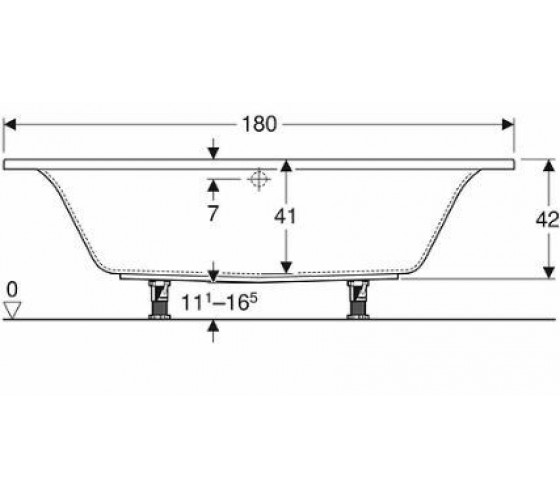 Ванна акрилова Kolo SUPERO DUO 180x80, прямокутна, центральний злив, з ніжками (5363000)