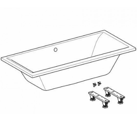 Ванна акрилова Kolo SUPERO DUO 180x80, прямокутна, центральний злив, з ніжками (5363000)