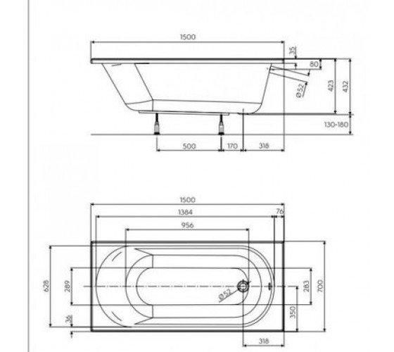Ванна акрилова Kolo Opal Plus 150x70 XWP135000N
