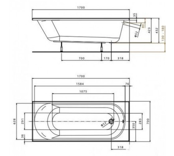 Ванна акрилова Kolo Opal Plus 170x70 XWP137000N