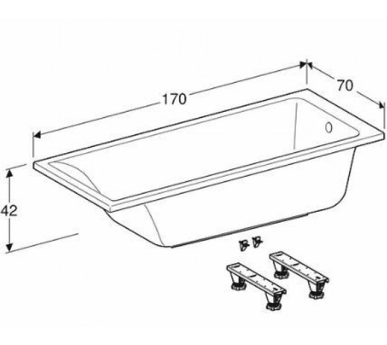 Ванна акрилова Kolo SUPERO 170x70, прямокутна, з ніжками (5343000)