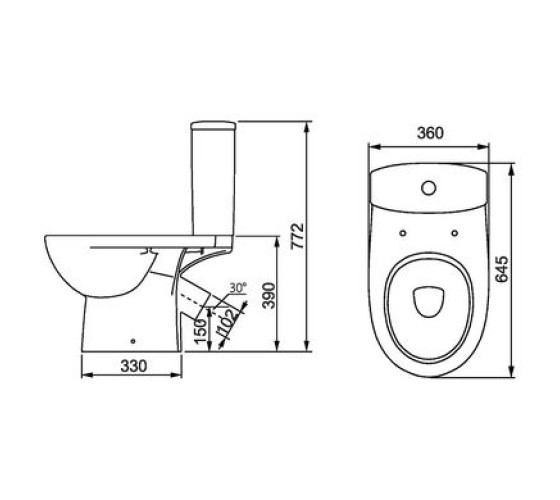 Унитаз-компакт напольный Kolo STATUS, косой выпуск, нижний подвод, сиденье Duroplast Soft close (2395050UA)