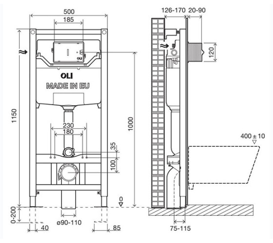 Инсталляция для подвесного унитаза OLI 120 plus OLIpure, механическая (880780)
