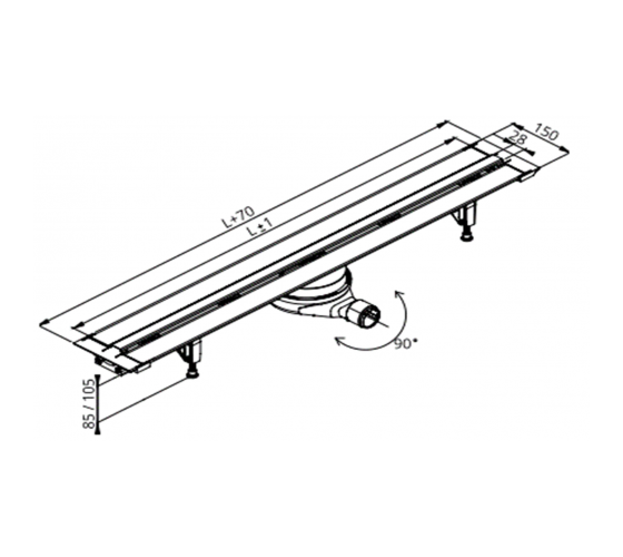 Линейный трап отрезной Prevex EasyLine Classic 350-770 мм решетка хром (EL-CLPL07A-003)