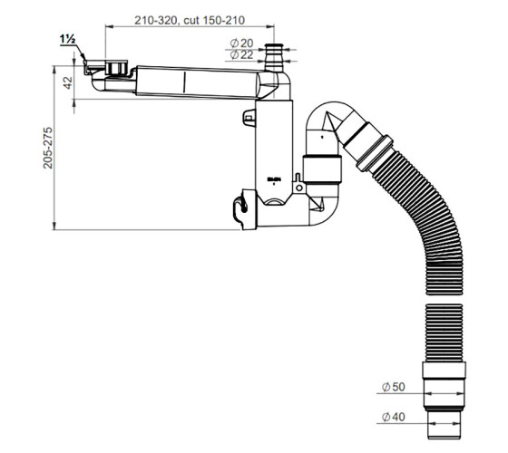 Сифон для мойки Prevex Smartloc с гофрой 41N03910