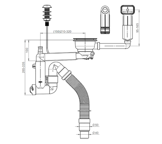 Сифон для мойки Prevex Smartloc автомат 41R13919