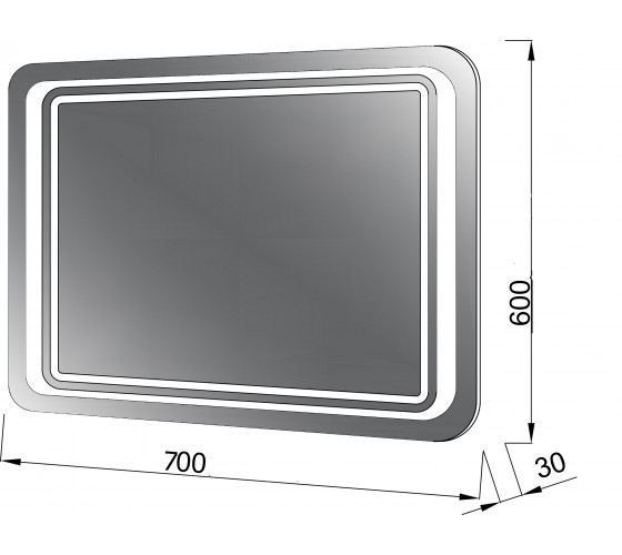 Зеркало Юввис Duet Z-70*60 с системой антизапотевания (с подсветкой LED)
