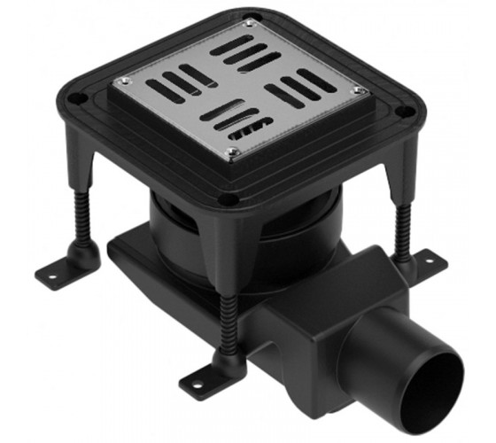Трап для душа Waterway Spot X чёрный с решеткой 100х100 (WSX100001N2)