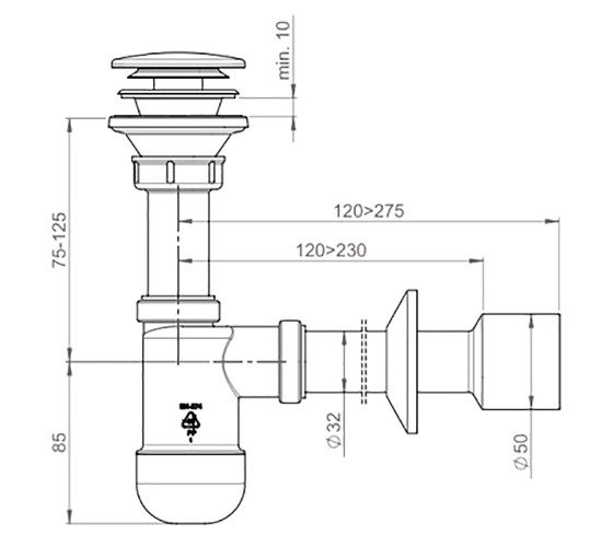 Сифон для умывальника Prevex Basic PR3-C4N35-002/003