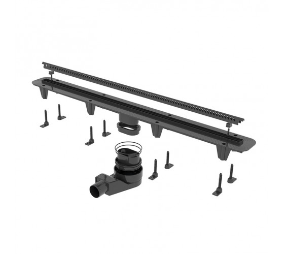 Трап для душа Waterway Stripe 2.0 70 черный с решеткой (WSA7000012)