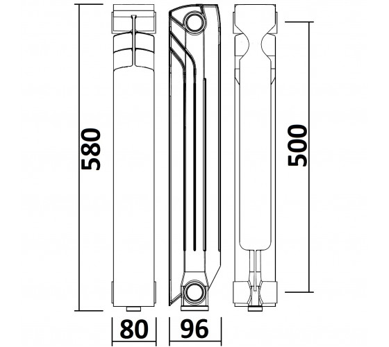 Радиатор алюминиевый секционный GALLARDO ALPOWER 500/96 (кратно 10 секций)