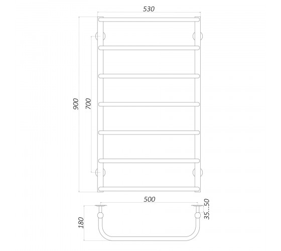 Полотенцесушитель UNIO LS W 900-500-7 Лесенка Скоба