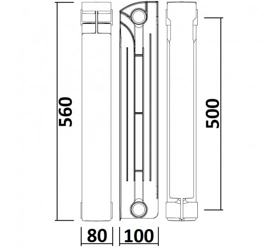 Радиатор биметаллический секционный QUEEN THERM 500/100 (кратно 10 секций)