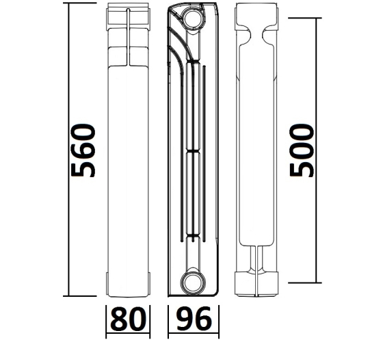 Радиатор биметаллический секционный QUEEN THERM 500/96 (кратно 10 секций)