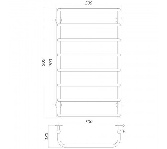 Сушка для рушників електрична UNIO LS ER 900-500-8  Драбинка Скоба