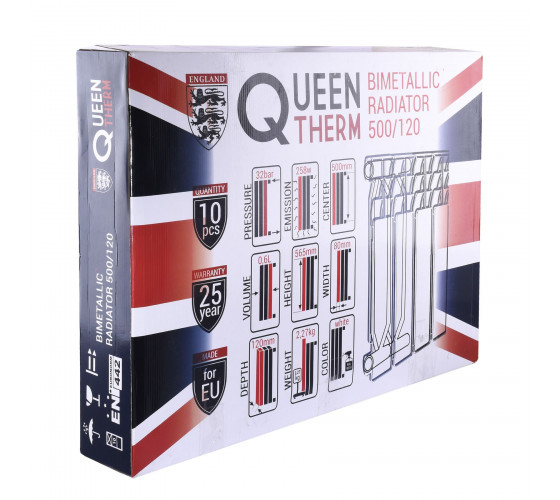 Радиатор биметаллический секционный QUEEN THERM 500/120 (кратно 10 секций)