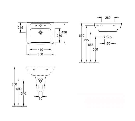 Раковина Villeroy&Boch VERITY DESIGN 55 см (51035501)