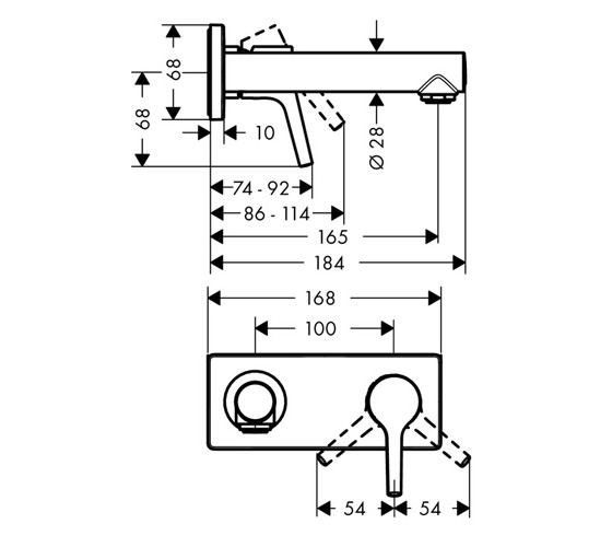 Смеситель для раковины скрытого монтажа Hansgrohe TALIS S (72110000)