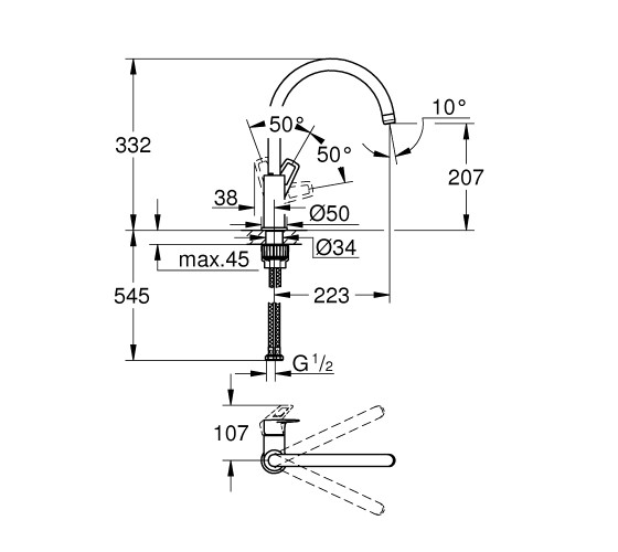 Змішувач для кухні Grohe BauLoop (31232001)