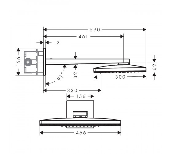 Верхний душ Hansgrohe Rainmaker Select 460 чёрный-хром (24005600)