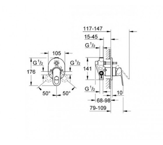 Змішувач для ванни прихованого монтажу Grohe BauClassic (29047000)
