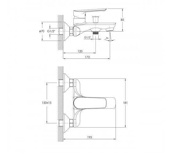 Смеситель для ванны IMPRESE ODRA (f0328701BL)