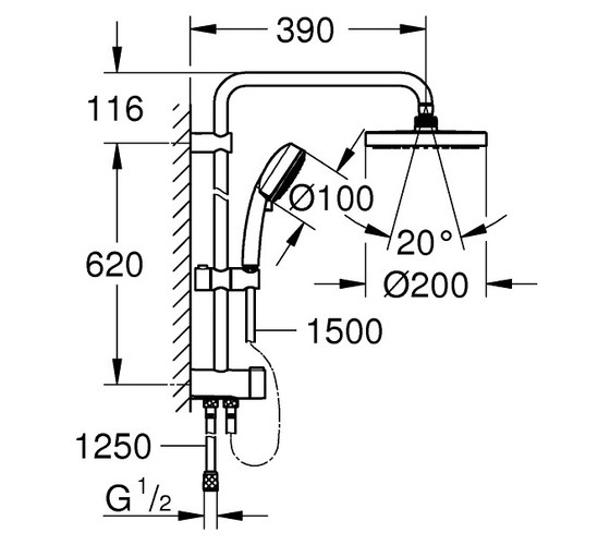 Душова система для душу без змішувача Grohe Tempesta Cosmopolitan System 200 (27394002)