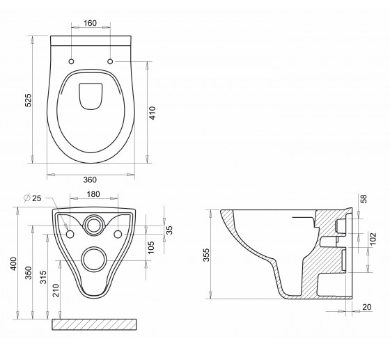 Унитаз подвесной Imprese NETKA Rimless с сиденьем Slim slow-closing (с065048)
